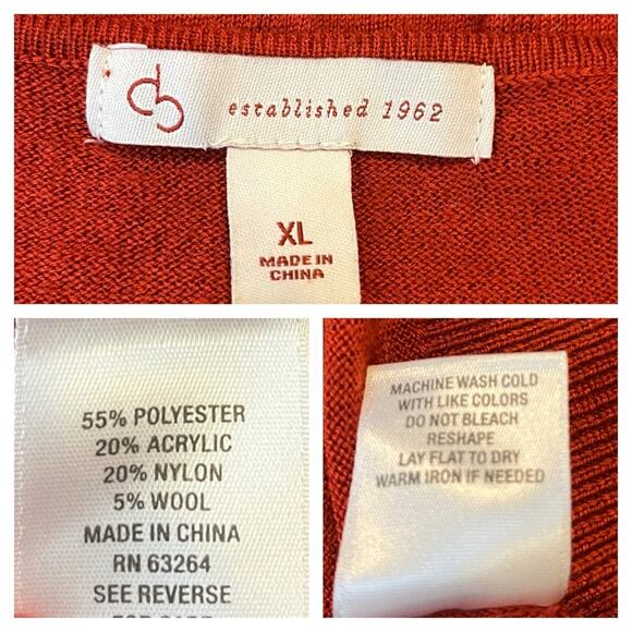 Dressbarn Sweater Scoop Neck Button Sleeves Burnt Deep Orange Women’s Size XL - Picture 10 of 11